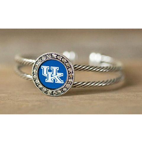 KENTUCKY WILDCATS Blue Silver Crystal Circle Cuff Bracelet~University of Kentucky