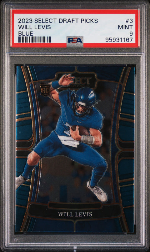 Will Levis PSA 9 2023 Panini Select Draft Picks #3 Blue Kentucky Wildcats