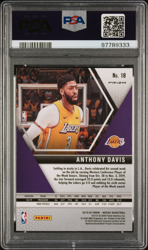 Anthony Davis PSA 10 2019 Panini Mosaic #18 Silver Prizm