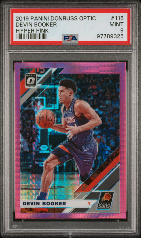 Devin Booker PSA 9 2019 Panini Donruss Optic #115 Hyper Pink Phoenix Suns