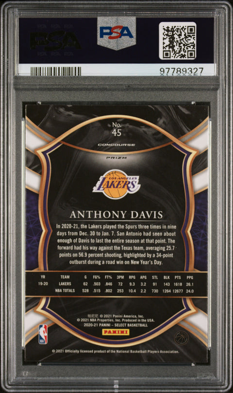 Anthony Davis PSA 10 POP 3! 2020 Panini Select #45 Red/White/Orange Shimmer