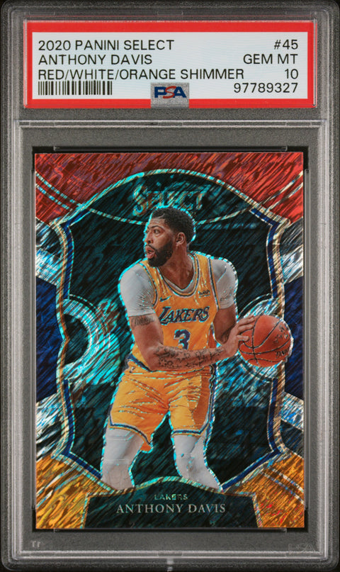 Anthony Davis PSA 10 POP 3! 2020 Panini Select #45 Red/White/Orange Shimmer