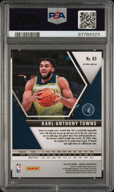 Karl-Anthony Towns PSA 10 2019 Panini Mosaic #83 Reactive Orange  T'Wolves