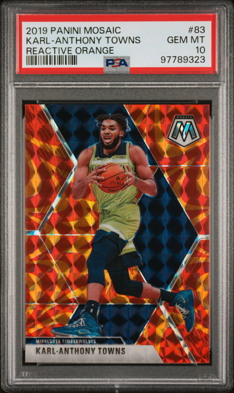 Karl-Anthony Towns PSA 10 2019 Panini Mosaic #83 Reactive Orange  T'Wolves