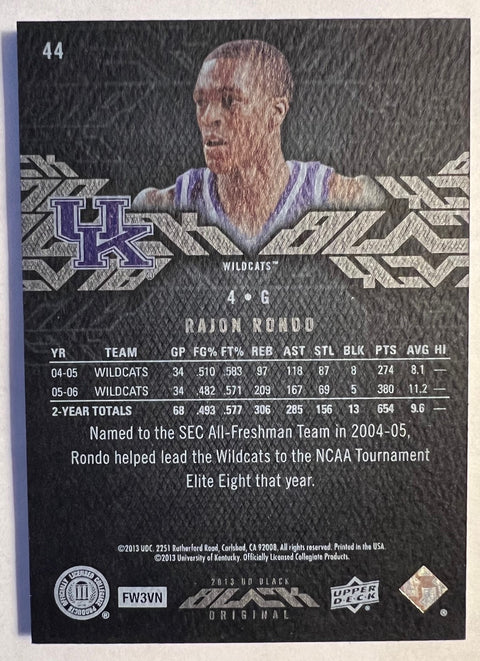 2013-14 Upper Deck Black #44 Rajon Rondo Kentucky Wildcats #/175