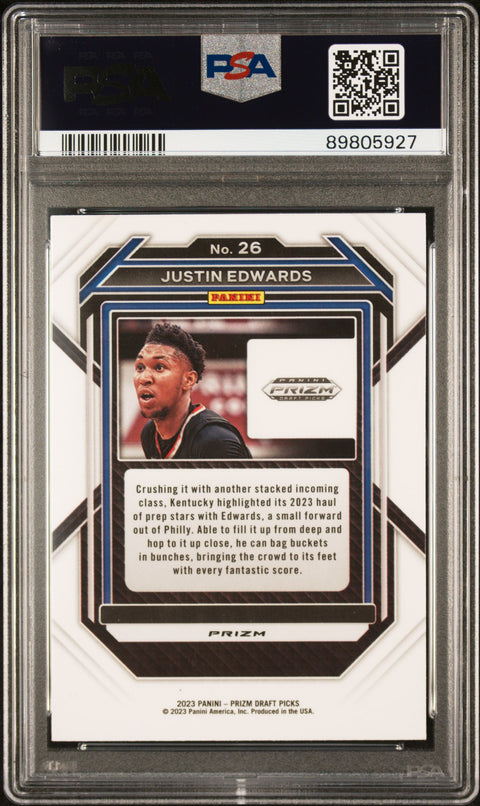 2023 Panini Prizm Draft Picks #26 Justin Edwards Red Ice PSA 8