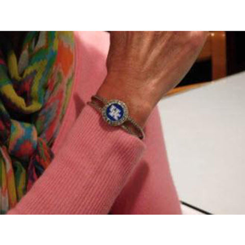 KENTUCKY WILDCATS Blue Silver Crystal Circle Cuff Bracelet~University of Kentucky