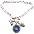 KENTUCKY WILDCATS Multi Charm Love Basketball Blue Silver Bracelet Jewelry-UK Basketball Bracelet