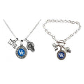 Kentucky Wildcats Multi Charm Love Basketball Blue Silver Necklace and Bracelet Jewelry Set
