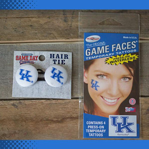 University of Kentucky Game Faces Tattoos & Hair Ties Set