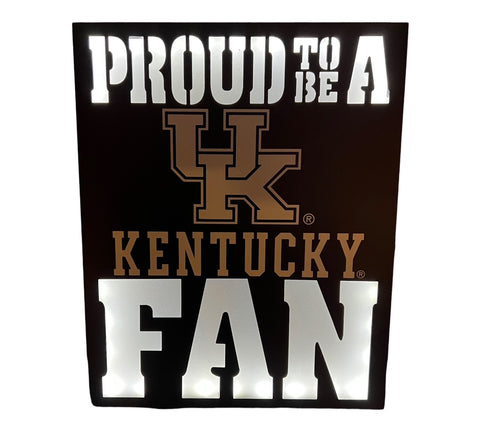 Kentucky Wildcats "Proud to be a Fan" Metal Light up LED Sign (Great Gift for Kentucky Fan)
