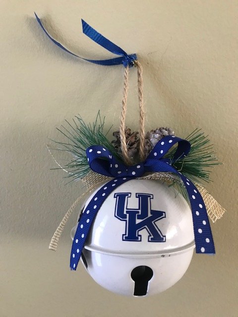 University of Kentucky Christmas Tree Ornament (Handmade Jingle Bell Ornament)